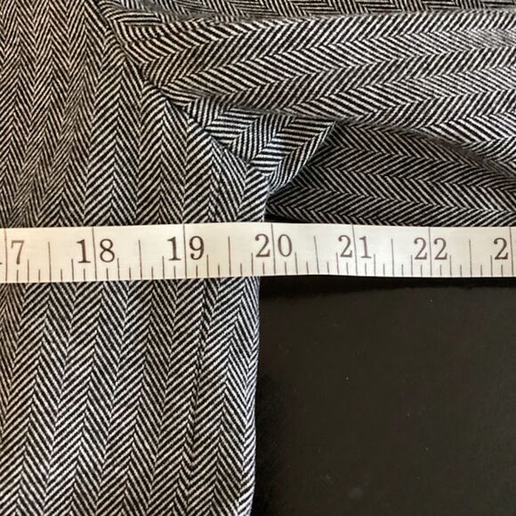 Rachel Zoe Herringbone Longline Academia Blazer Jacket w Pockets in B/W/G Large - Picture 6 of 8